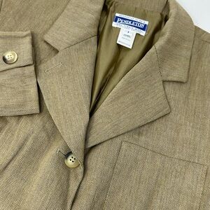 Vintage Pendleton Women's Jacket Sz 6 100% Virgin Wool Lined Tan Blazer USA S5